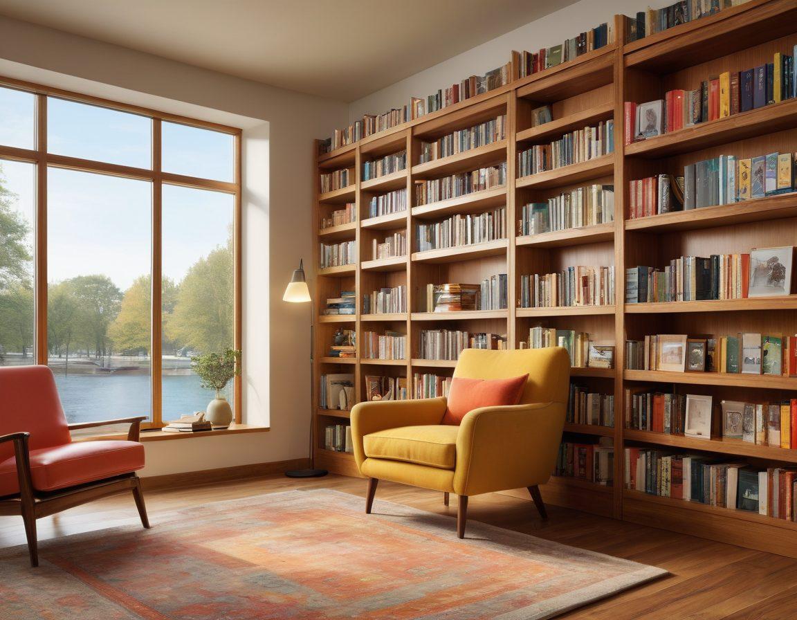 An expansive library filled with colorful, neatly organized bookshelves, each labeled with various collection categories. In the foreground, a digital tablet displaying a user-friendly cataloging interface with vibrant icons for different collections. The ambiance is warm and inviting, with soft lighting highlighting the rich textures of the wooden shelves. A cozy reading nook can be seen in the background, with a comfortable chair and a stack of books. modern and inviting. super-realistic. vibrant colors.